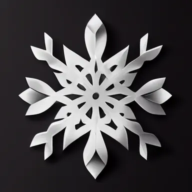 white paper snowflake, snowflake made of white paper, black background, no shadow, realistic, clipart