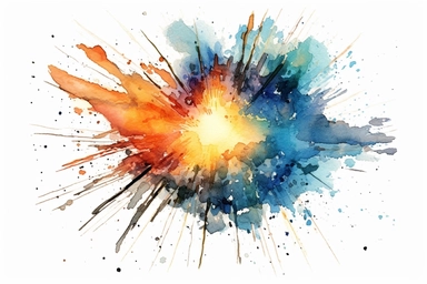 Watercolor, Design a gamma-ray burst progenitor star, precursor to one of the most powerful explosions in the cosmos clipart, hd, on a white background, spaced out