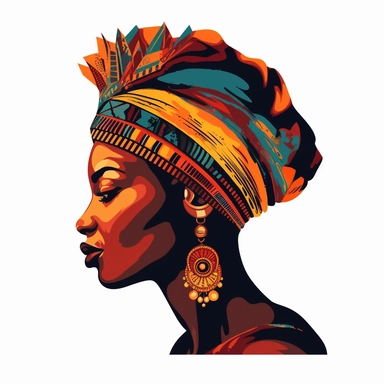 a colorful vector image clipart of a beautiful African queen, Mama Africa, 8k, vibrant, deep colors and neutral tones