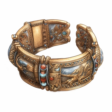 acient egypt bracelet, detailed, realistic, clipart, watercolor