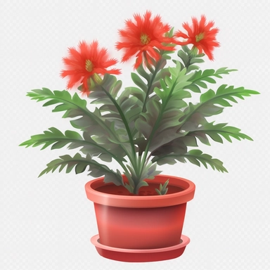 Clipart, vector, potted plant, with transparent background