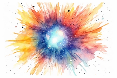 Watercolor, Design a gamma-ray burst progenitor star, precursor to one of the most powerful explosions in the cosmos clipart, hd, on a white background, spaced out