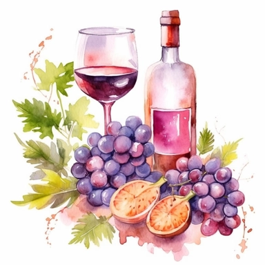 watercolor wine clipart 4 elements separated by 1in