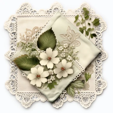 Lace-trimmed napkins cottagecore clipart