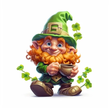 cute fantasy leprechaun, clipart, white background, no text, no caption