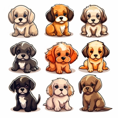 cute puppy clipart for sticker sheet.