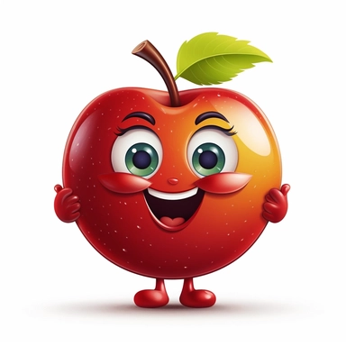 cute apple character clipart, on white background