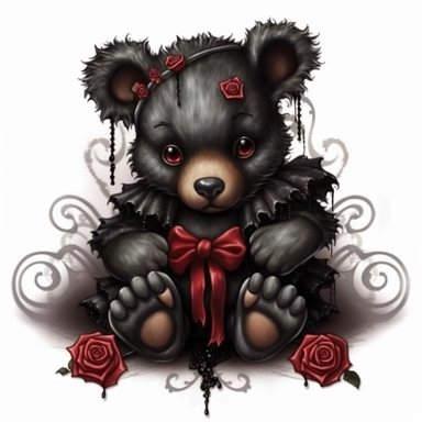 cute gothic teddy bear clip art