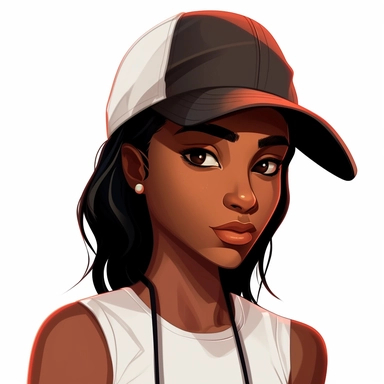 Black teen girl wearing a baseball cap, white background Clipart