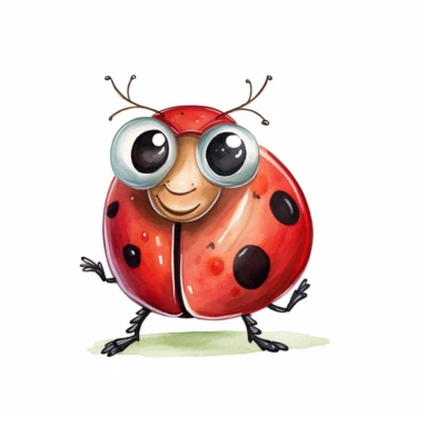 A Cute Ladybug, disney style, clip art, hand drawing art style, white background