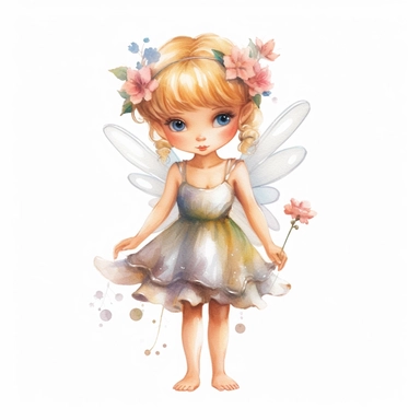 disney style little fairy priness clipart, watercolor clipart, png file, hyper realistic, transparent background,high detail, 8k