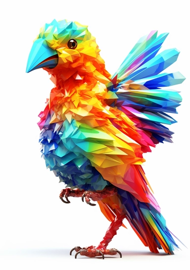 Colorful 1 Bird 3D Clipart, details, high resolutions, 4K