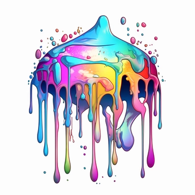 Beautiful Retro 90s Color Holographic Drip Watercolor Sublimation Clipart,Cartoon,hyper realistic, intricate detail, illustration style,high solution,on the white background