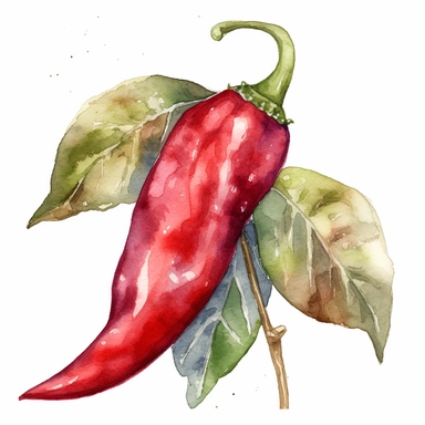 watercolour art style extreme detail red chilli clipart