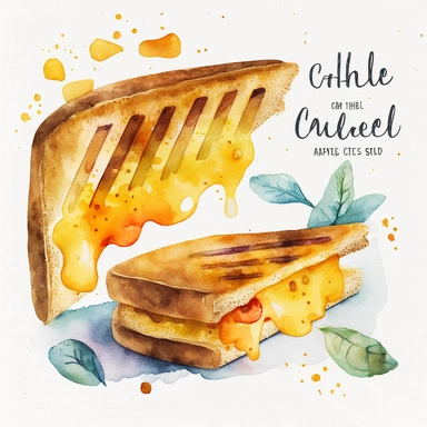 watercolor grilled cheese clipart with white background