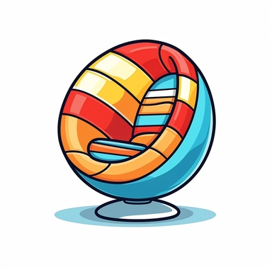 A clip art image of colorful doodle beach ball chair cartoonish isolated white background, minimalist, 8K, C20