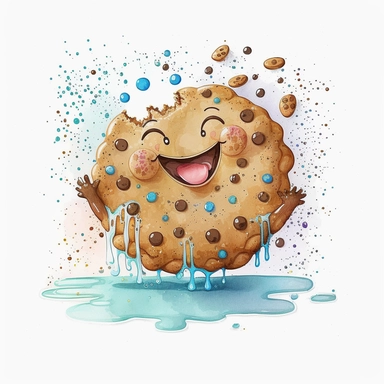 an adorable , cute cookies , funny, smile , watercolour , watersplash , clipart, white background,
