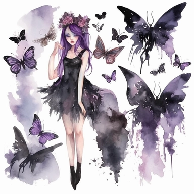 Watercolor Gothic Fairy Clipart, Free Commercial Use, Mystical clipart, Gothic Fairy Clipart, Fairies PNG, Gothic Fairy PNG, Scrapbook