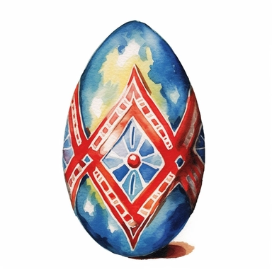 a Czech Republic Czech Easter Egg in the style of watercolour clipart with detailed brush strokes