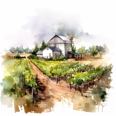 wineyard farm landspace clipart style,white background, High Quality clipart, no writting background, 4k, no writting, by Willem Haenraets