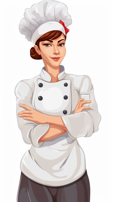 a chef male or female, clipart style, white background