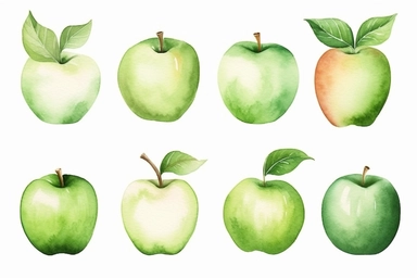 minimalistic stalk clipart set watercolor clipart, apple stalk, Cute kawaii sticker