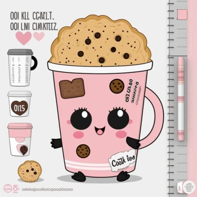 cookie character, clipart, mascot, to do list clipart, planner clipart, stationary, coffee cup, pink and white, c20, no words or letters, no numbers