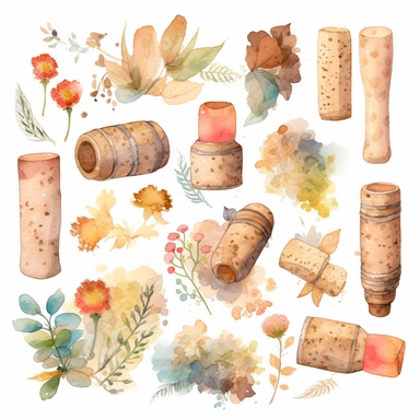 handmade aquarell clipart cork