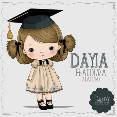 clipart, transparent background, baby girl diva, kindergarten graduation, 300dpi