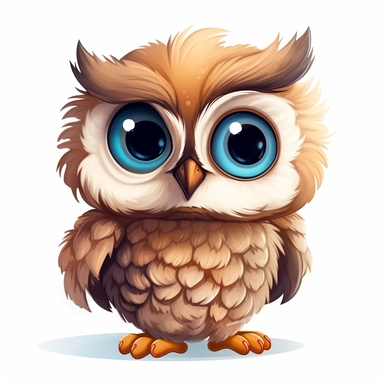 baby owl cute clipart, owl art, owl clipart, owl images, cute owl, cute animal clipart, fantasy clipart, isolated on white background, no text, hdr, 8k