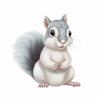cute baby Gray squirrel clipart, happy, animal only, isolated on white background, illustration, pastel colors, no shadow, vector, high definition, Full HD, 8k