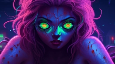 webp, oil painting, glowing eyes, clipart, Halloween, glow in the dark, neon, uhd, vivid, colorful, highly detailed,