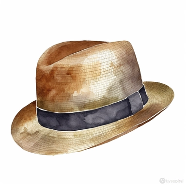 men 's bowler hat clipart, isolated white background, watercolor, hyper detail illustration by Marjolein Bastin