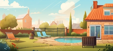 large backyard on a sunny day clipart