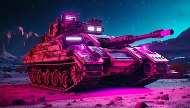 cyberpunk 2077 inspired camouflaged neon tank with laser turrets, armored vehicle in post apocalyptic dessert clipart. Cinematic, Ultra-Wide Angle, Depth of Field, hyper-detailed, Unreal Engine, Cinematic, Photoshoot, Shot on 25mm lens, Depth of Field, DOF, Tilt Blur. Shutter Speed 1/1000, F/22, White Balance, 32k, Super-Resolution, Megapixel, Pro Photo RGB, VR, Lonely, Good, Massive, Half rear Lighting, Backlight Natural Lighting, Incandescent, Optical Fiber, Moody Lighting, Cinematic Lighting,
