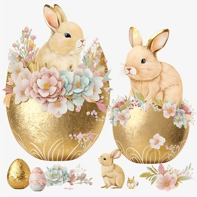 ?,easter, clipart, cutest, gold foil,