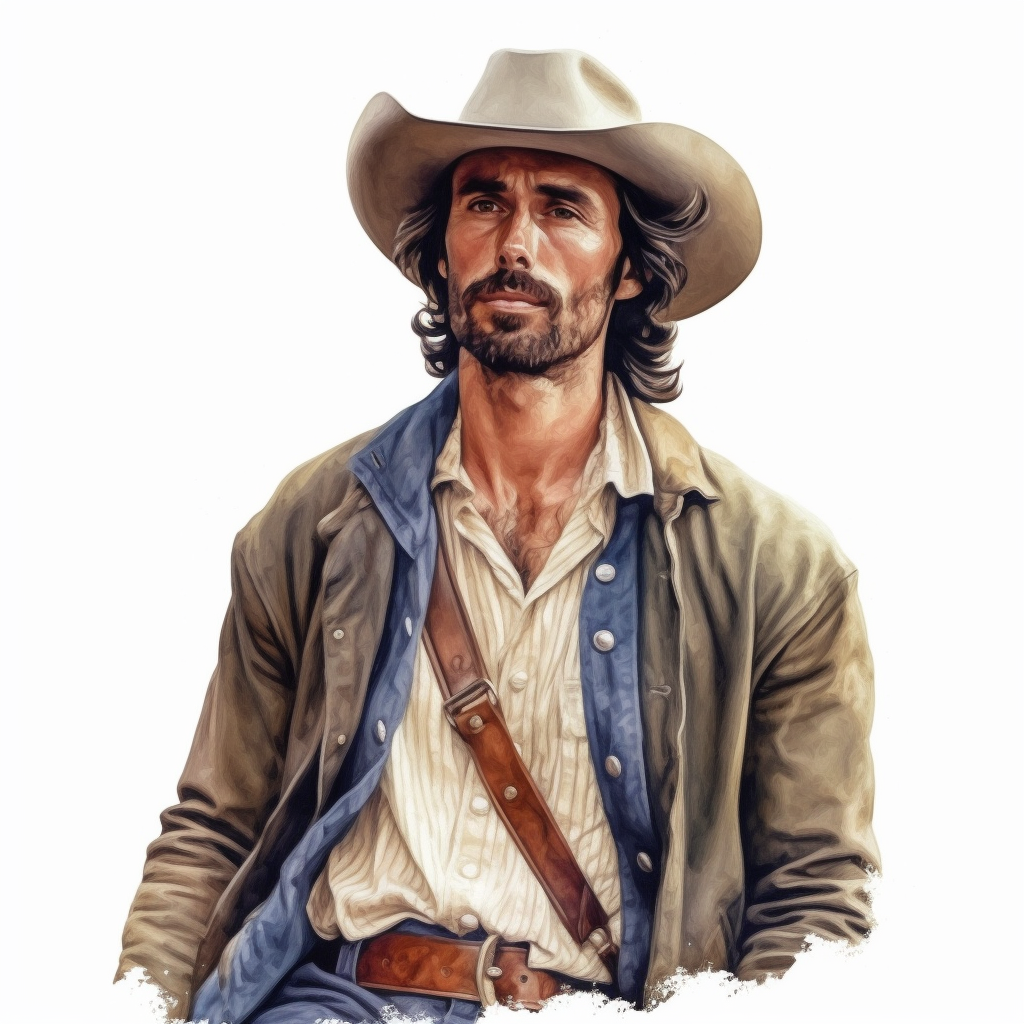 beautiful stunning handsome vintage cowboy man, tarot style, paint art ...