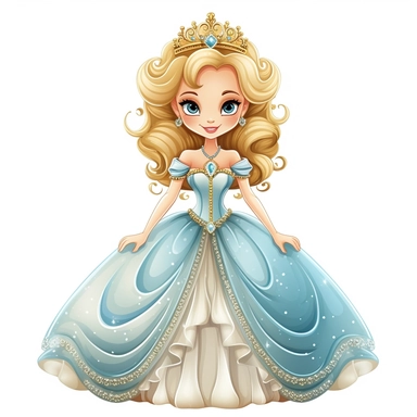 clipart, a fairytale princess, isolated on white background