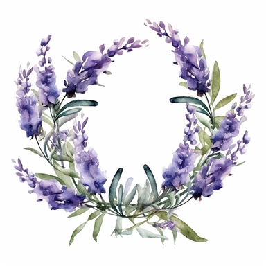 Adorable watercolor retro garland of lavender flowers for wedding invitation, watercolor clipart, high quality clipart, no background, high details