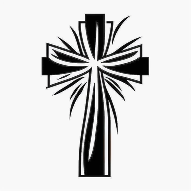 simple doodle of a beautiful christian cross, clipart, svg cut file, flat 2d, vector shape, black and white, minimalist, adobe illustrator