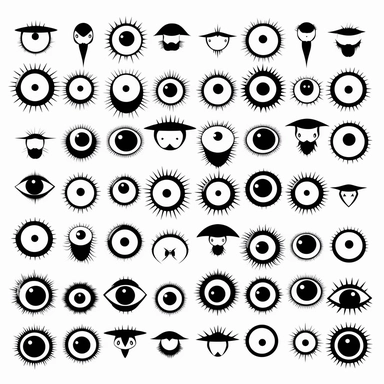 clipart graphic, cartoon eyes, black vector print, white transparent background
