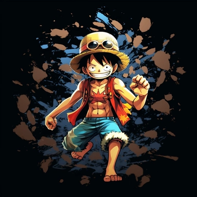 destroyed clipart of One Piece Monkey D.Luffy with black backround