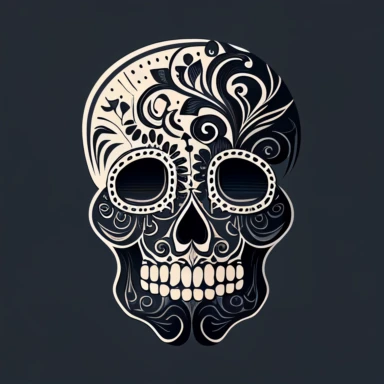 tattoo art, clipart, 2d, human skull, old school, outlines, mexican, minimal, simple