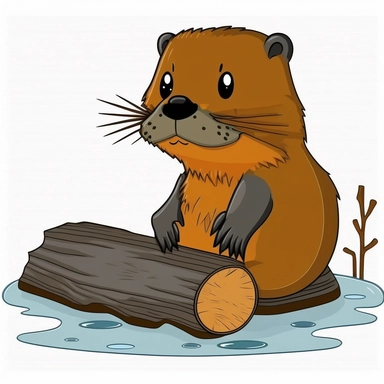 beaver with a log or a dam clipart