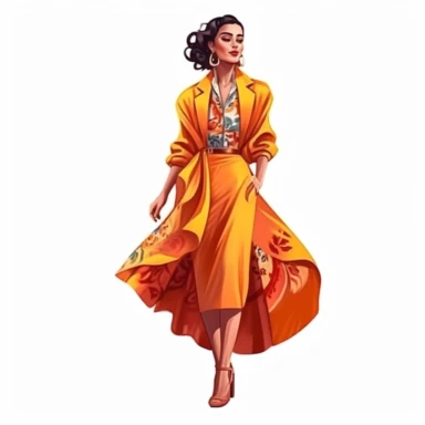 Hispanic beautiful woman in fashionable clothes clipart, isolated on white background, 4K