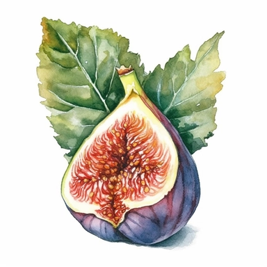 Clipart, Watercolor Fig, Solid white background, no background