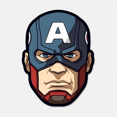 minimalistic captain america, clipart, sticker