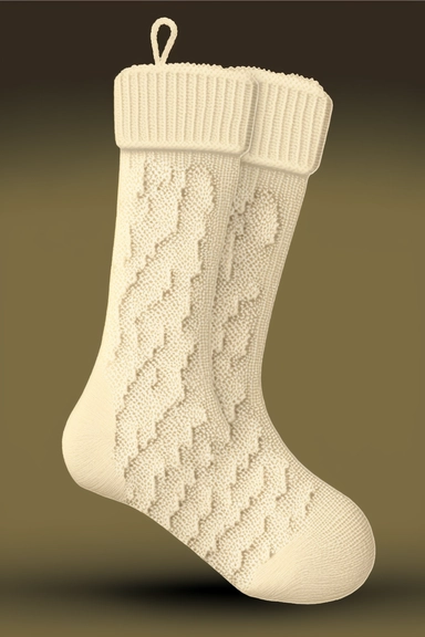 clip-art style christmas white knitted stockings