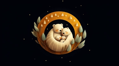 flat lay, png image, clip art: : christmas, celestial, moon, mother bear and baby bear,professional lighting,cinematic lighting, long shadows, saturated contrast, hyperdetailed,32k,v-- 5.1