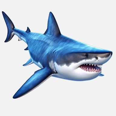 a single clipart image png graphic of a Hyper Realistic Aquatic Vibrant Dark Blue Shark Clipart Ocean Animals, Sea Life